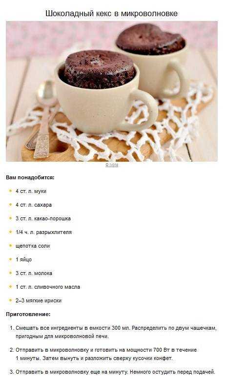 Шоколадный кекс в микроволновке – 7 рецептов