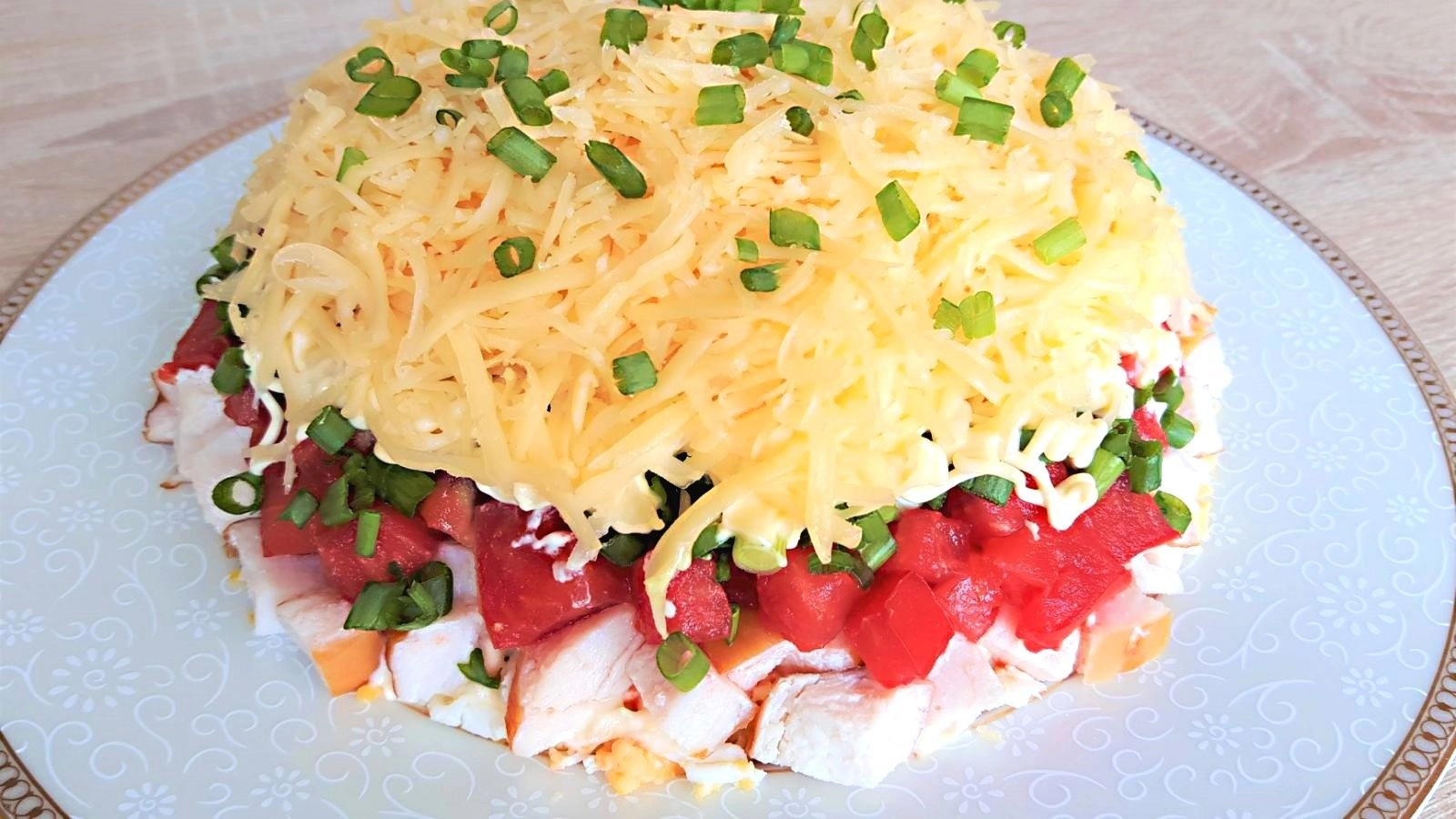 Рецепт салата курица помидор сыр